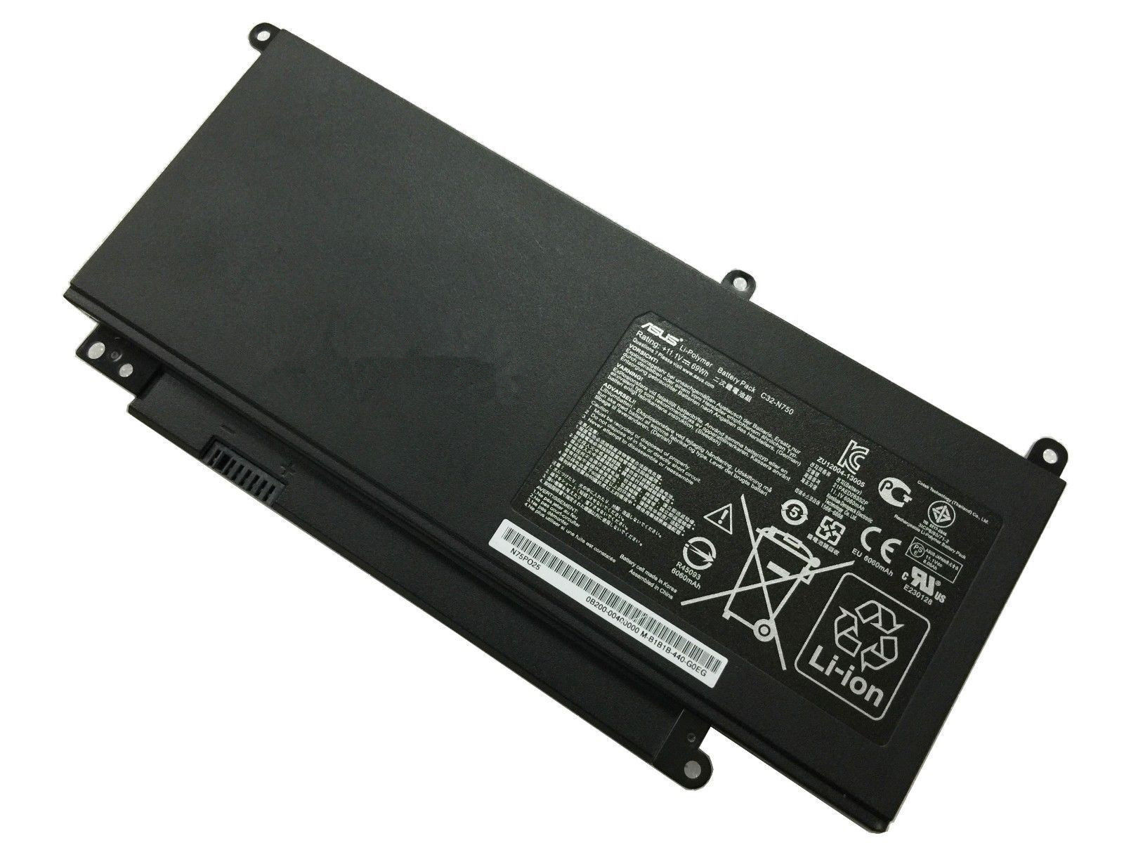 Original 6060mAh 69Wh 6-Zellen Asus N750JV Akku